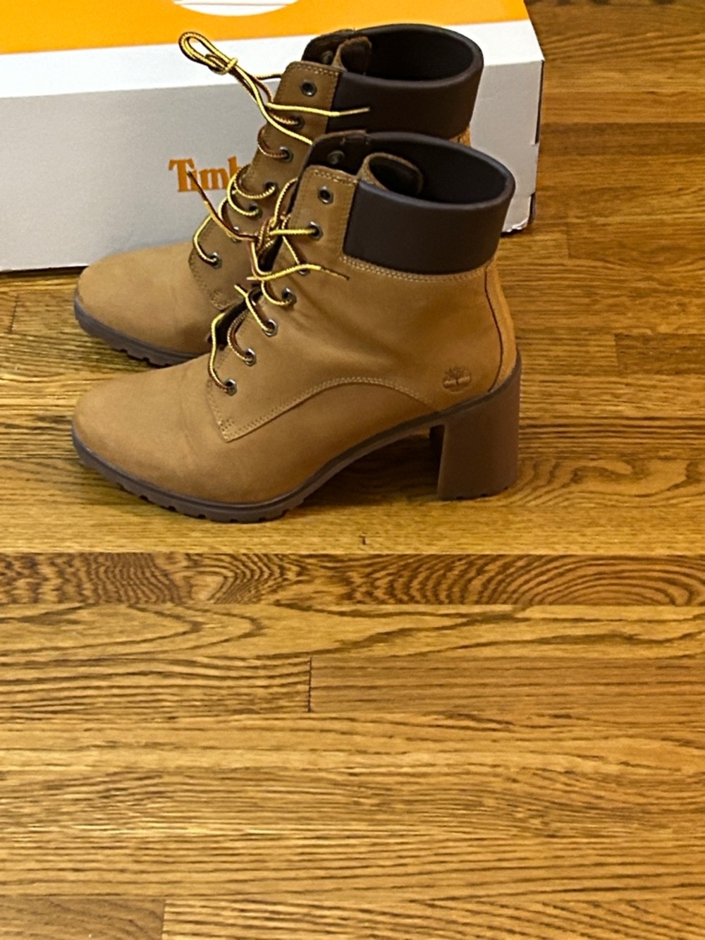 Timberland Tan Lace-Up Heeled Ankle Boots
